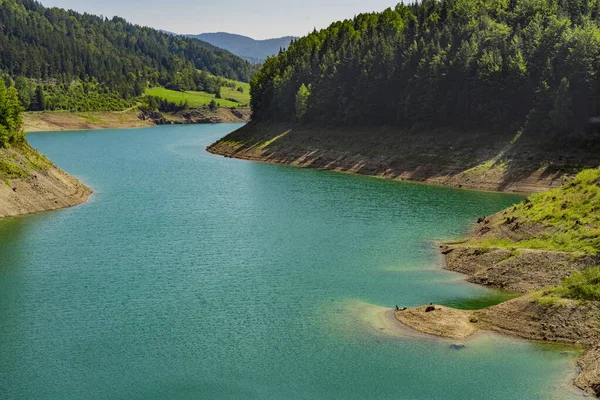 Vista Lago Artificial Zaovine Sérvia — Fotografia de Stock