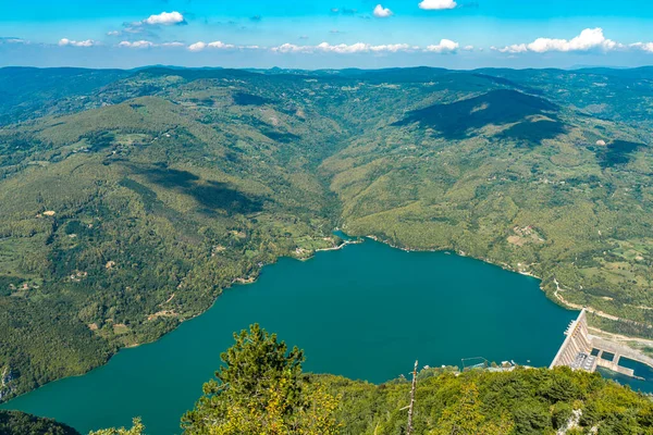 Вид Озеро Перуджач Реку Дрина Горы Тара Сербии — стоковое фото