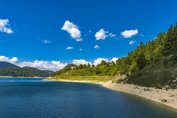 Vista Para Lago Zaovine Sérvia — Fotografia de Stock