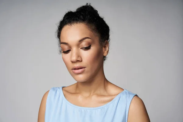 Closeup portrait of beautiful mixed race woman — Stock Photo, Image