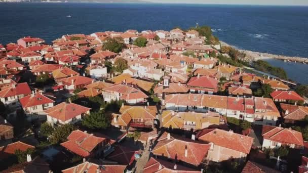 Luftaufnahme Der Alten Stadt Nessebar Der Schwarzmeerküste Bulgariens — Stockvideo