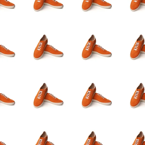 Bezešvé vzory s oranžovými, občasné boty — Stock fotografie