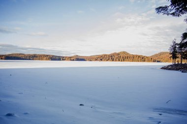 Kış şaşırtıcı karlı manzarası 
