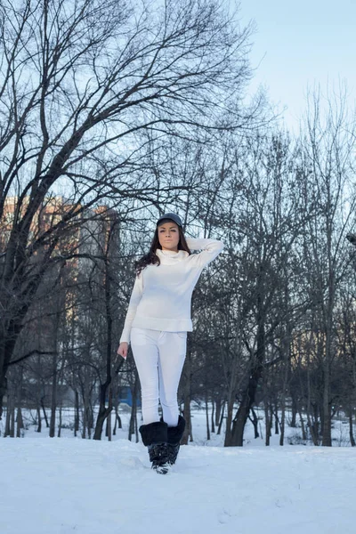 Beautiful Woman Posing Winter Park — Stock Photo, Image