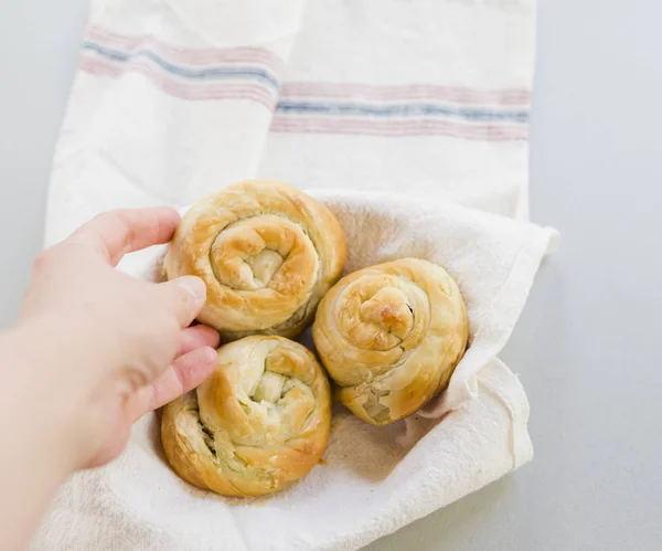 Comida Tradicional Búlgara Banitsa Recheada Com Queijo — Fotografia de Stock