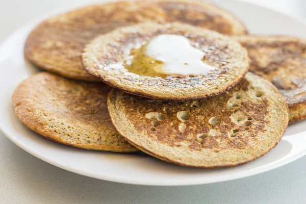 Pancake Bannana Vicino Sul Tavolo Della Cucina — Foto Stock