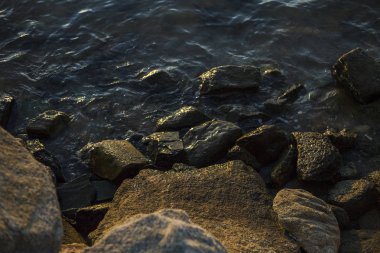 Dalgalı deniz yüzeyli kayalar