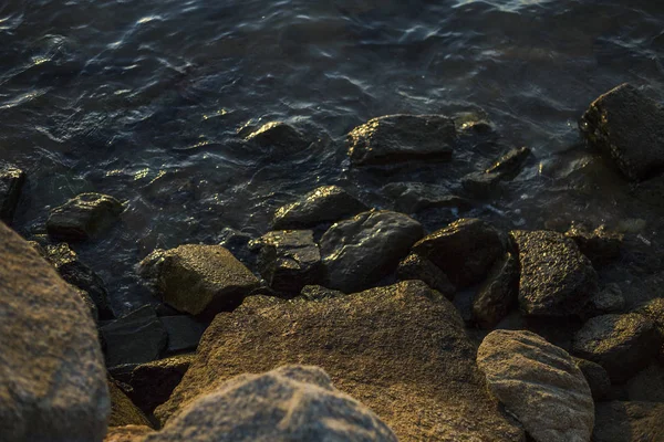 Dalgalı deniz yüzeyli kayalar