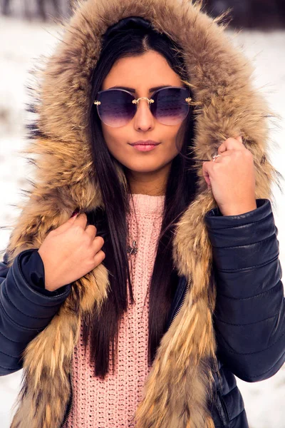 Woman Winter Portrait Snow — Stock Photo, Image