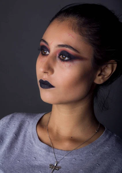 Halloween Maquillaje Tiro Estudio — Foto de Stock