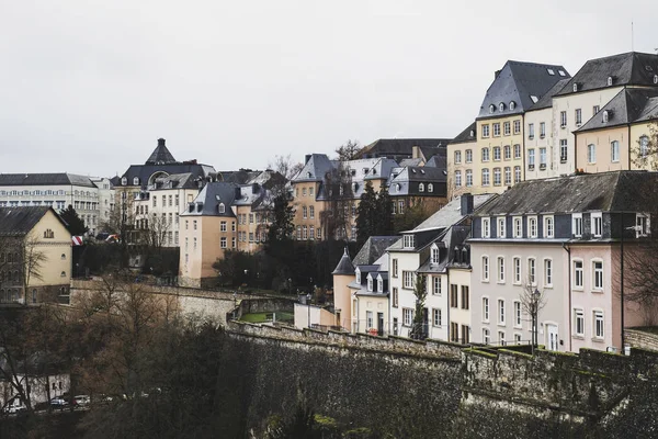 Den Gamla Staden Luxembourg City Luxemburg Med Dess Typiska Hus — Stockfoto