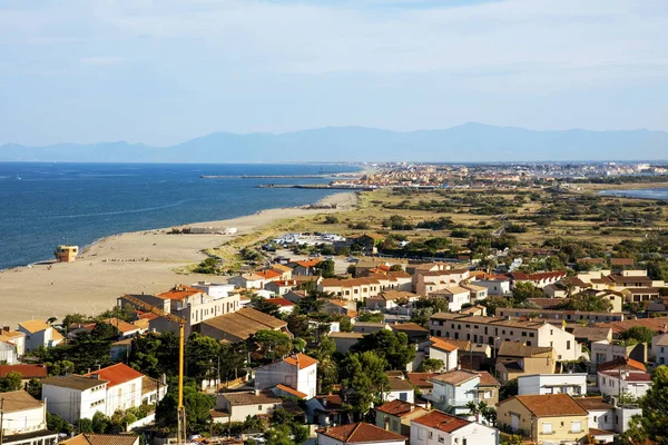 Letecký Pohled Okrese Falaise Leucate Francie Leucate Plage Pláž Středozemní — Stock fotografie