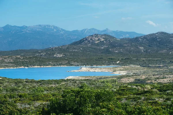 View Natural Landscape Southern Coast Corsica France Calm Mediterranean Sea — Stock Photo, Image