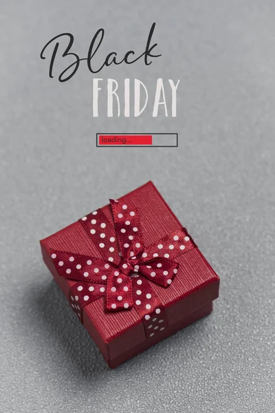 Text Black Friday Red Progress Bar Text Loading Red Gift — Stock Photo, Image