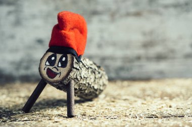 bir el yapımı tio de nadal, catalonia, İspanya, sağda bir boşluk olan bir tipik Noel karakter
