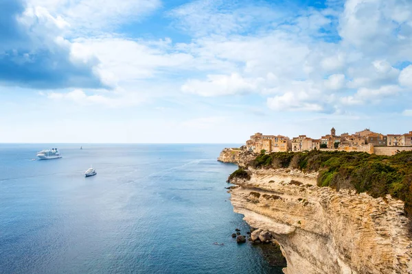 Uma Vista Pitoresca Ville Haute Cidade Velha Bonifacio Corse França — Fotografia de Stock