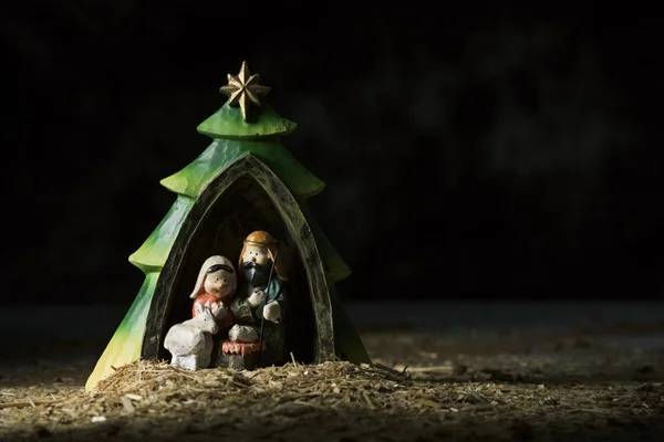 Sagrada Familia Niño Jesús Virgen María San José Belén Rústico —  Fotos de Stock