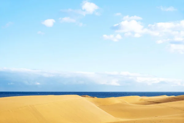 Panoramatický Pohled Písečných Dun Maspalomas Kanárské Ostrovy Španělsko Atlantským Oceánem — Stock fotografie