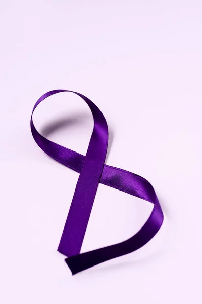 Purple Ribbon Forming March Womens Day Pale Purple Background Blank — Stock Photo, Image