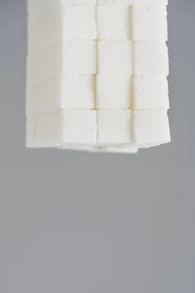 Pile White Sugar Cubes Disposed Block Upside White Background Some — Stock Photo, Image