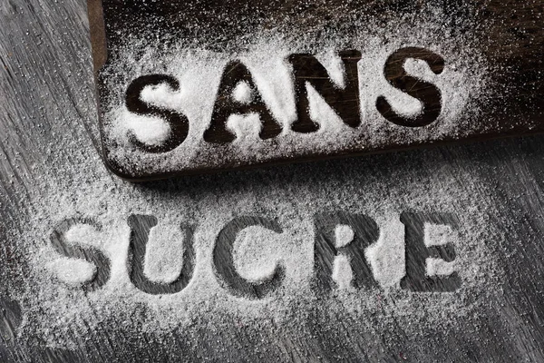 Text sugar free in French written with sugar — Stock Photo, Image