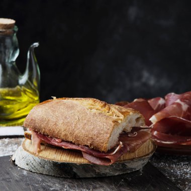 spanish bocadillo de jamon, serrano ham sandwich