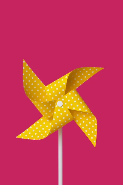 Yellow pinwheel on a fuchsia background — Stock Photo, Image