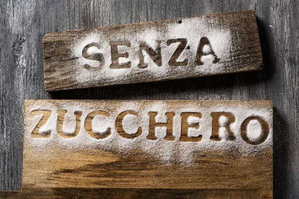 Text sugar free in Italian written with sugar — Stock Photo, Image