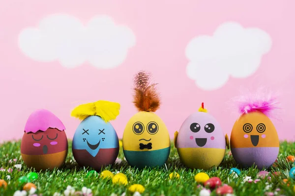 Cute handmade easter eggs — Stock Photo, Image