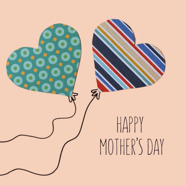 Corazones y texto feliz día de las madres — Foto de Stock