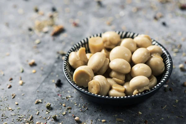 Cooked mini mushrooms on a bowl — Stock Photo, Image