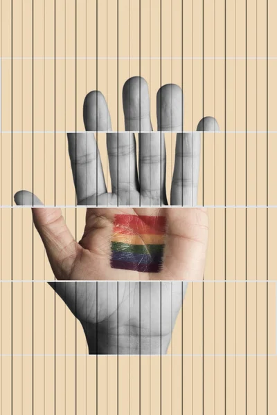 Rainbow flag in a contemporary art collage — Stock Photo, Image