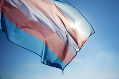 transgender pride flag waving on the blue sky clipart