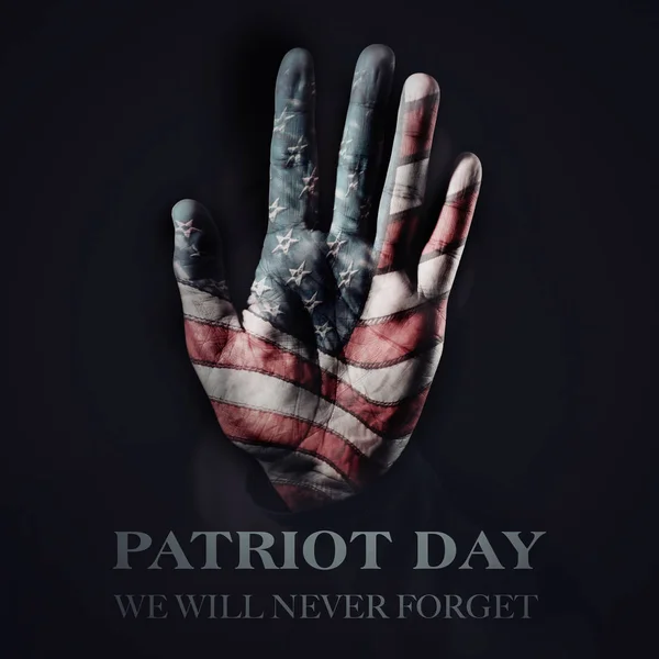 Texto patriota dia, nunca esqueceremos — Fotografia de Stock