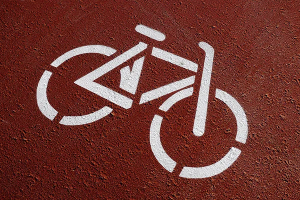Bike lane sign on the pavement — Stock Photo, Image