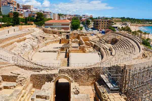 Une Vue Sur Ancien Amphithéâtre Romain Tarragone Espagne Printemps — Photo