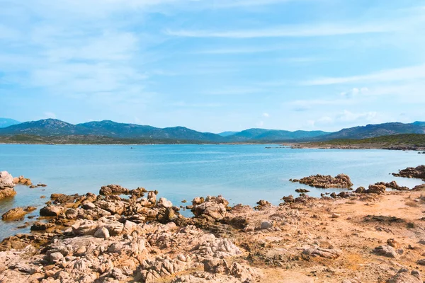 View Rock Formations Tonnara Southern Coast Corsica France Calm Mediterranean — Stock Photo, Image