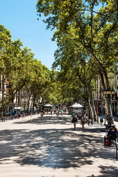 Barcelona Spain August 2020 Few People Walking Popular Las Ramblas — Stock Photo, Image