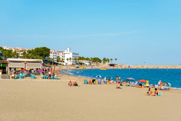 Hospitalet Del Infant Spain July 2020 People Arenal Beach Hospitalet — Stock Photo, Image