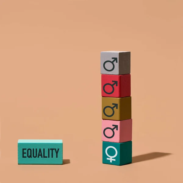 Pile Building Blocks Male Gender Symbols Building Block Female Gender — Stock Photo, Image