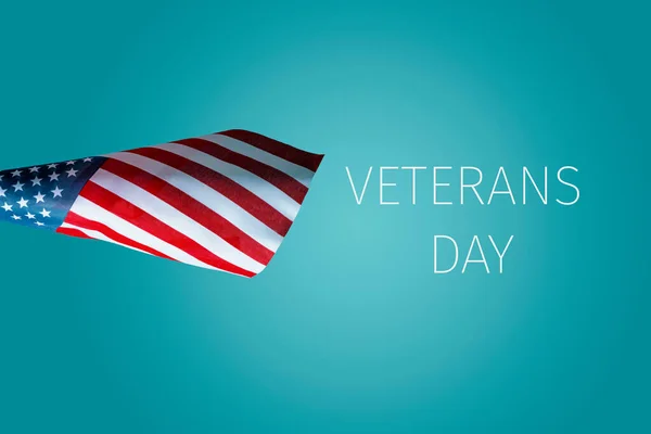 Text Veterans Day Flag United States Flying Blue Background — Stock Photo, Image