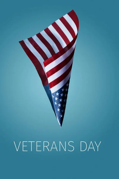 Text Veterans Day Flag United States Flying Blue Background — Stock Photo, Image