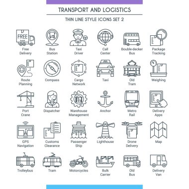 Taşıma ve lojistik satır simgeleri 02