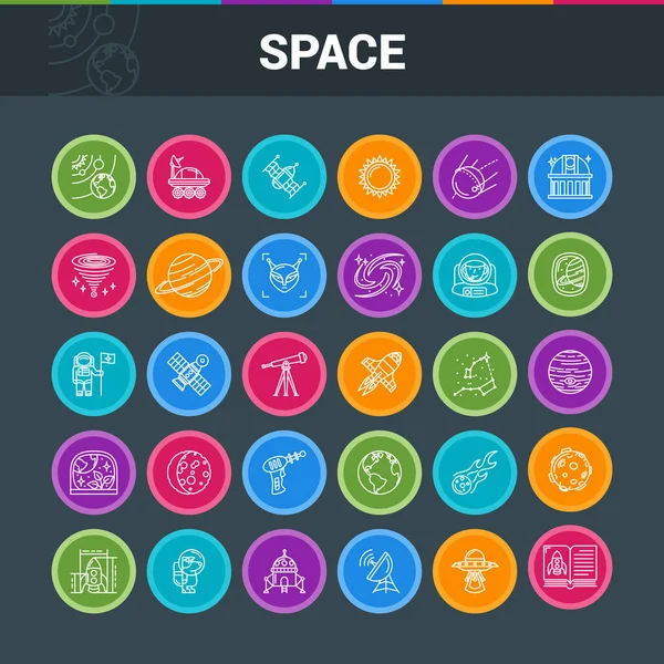 Space Exploration colorful icons — Stock Vector