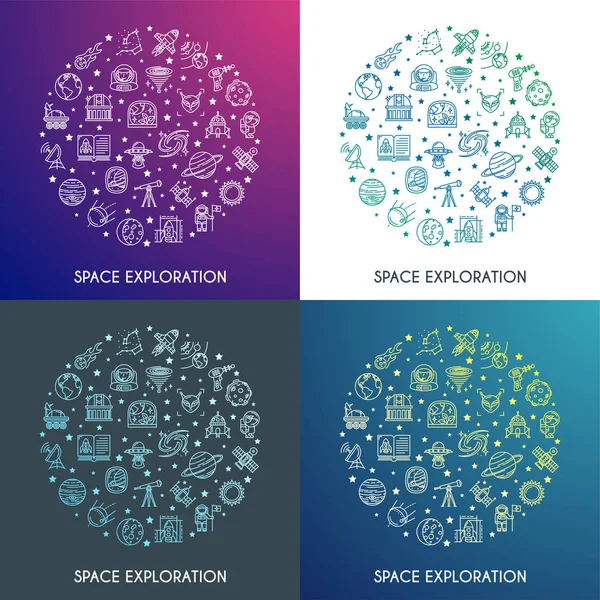 Conjunto de conceptos de exploración espacial . — Vector de stock