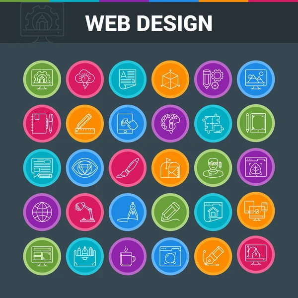 Web Design färgglada Ikonuppsättning — Stock vektor