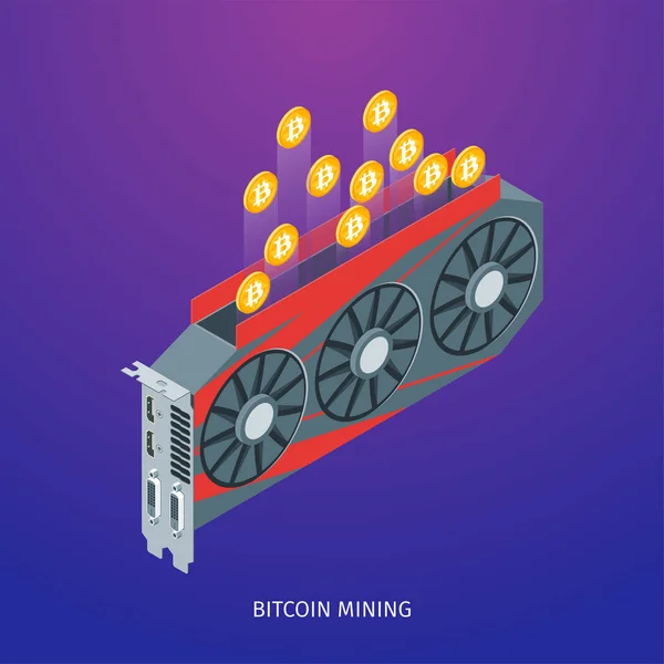Bitcoin bányászat koncepció — Stock Vector