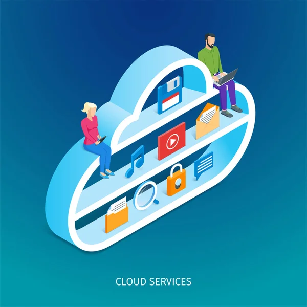 Concepto de servicios cloud — Vector de stock