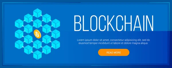 Blockchain y banner criptomoneda — Archivo Imágenes Vectoriales
