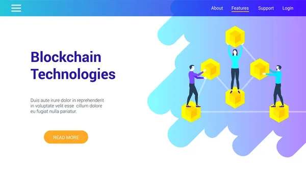 Blockchain technologieën lp sjabloon — Stockvector